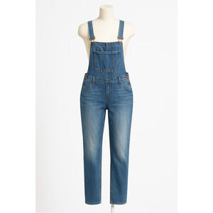 Mossimo Denim Overalls Women's XL Blue Jean Bib Overall Distressed Stretch 90
